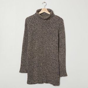 Vtg 90s Brown Marled Ripped Turtleneck M